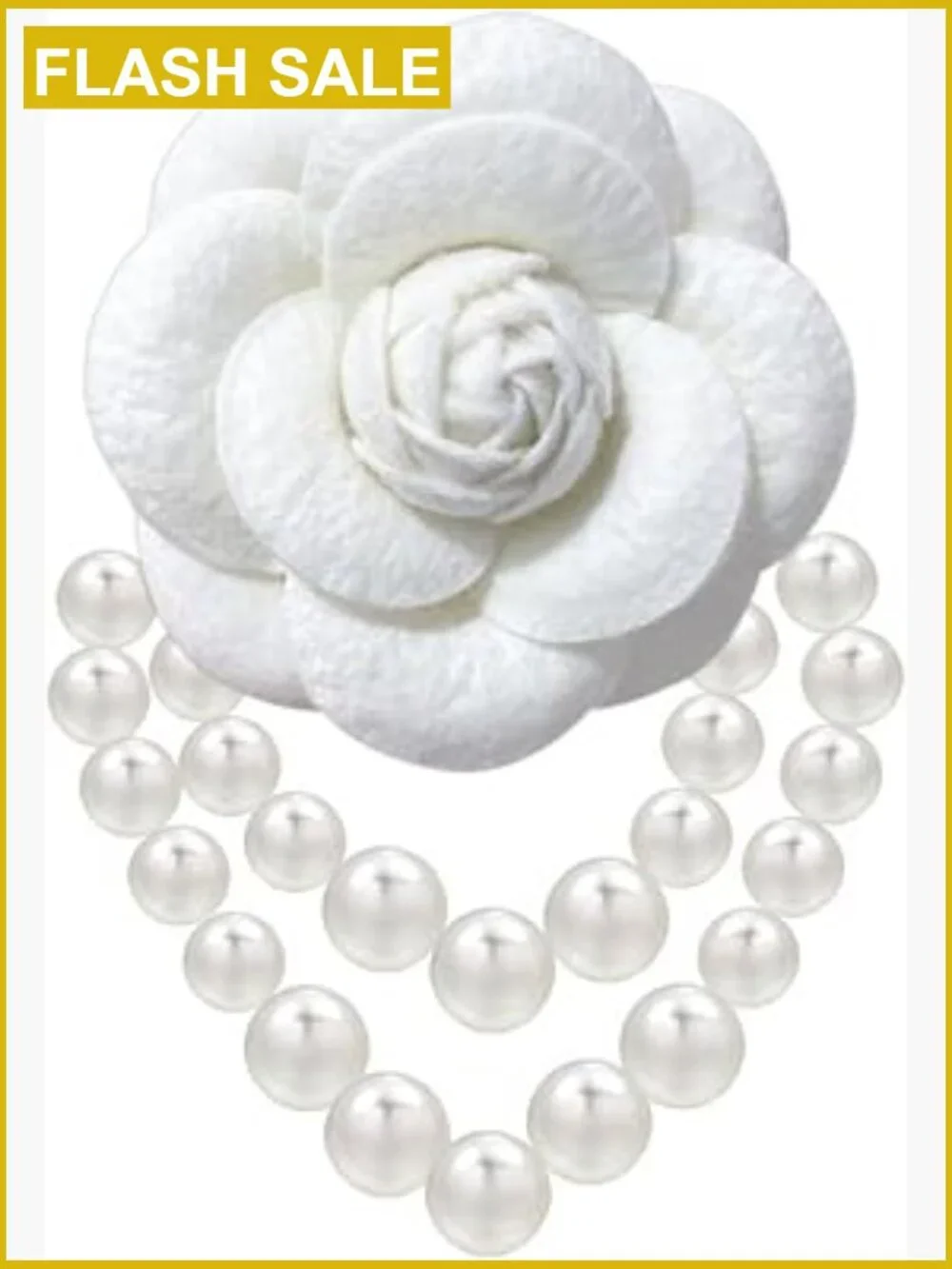 Vintage Camellia Flower Brooch Pin with Pearl Tassel - Wool Lapel Hair Accessory